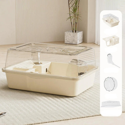 Hamster Cage - Large Ventilated Pet House with Open Top & Exercise Wheel - ZOOMNSTORE