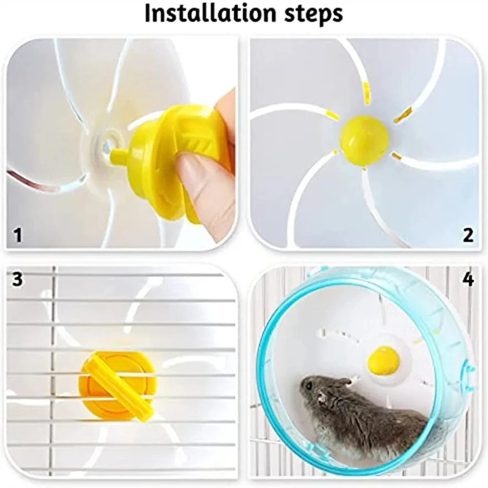 Hamster Running Wheel - Silent Acrylic Jogging Wheel for Small Pets with Cage Attachment - ZOOMNSTORE
