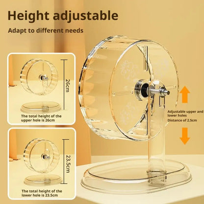 Hamster Running Wheel - Silent, Extra Large Transparent Pet Exercise Wheel - ZOOMNSTORE