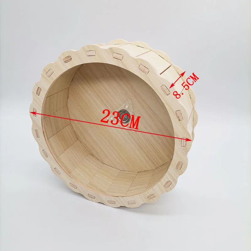 Hamster Running Wheel - Solid Wood Silent Exercise Wheel with Bracket for Small Pets - ZOOMNSTORE