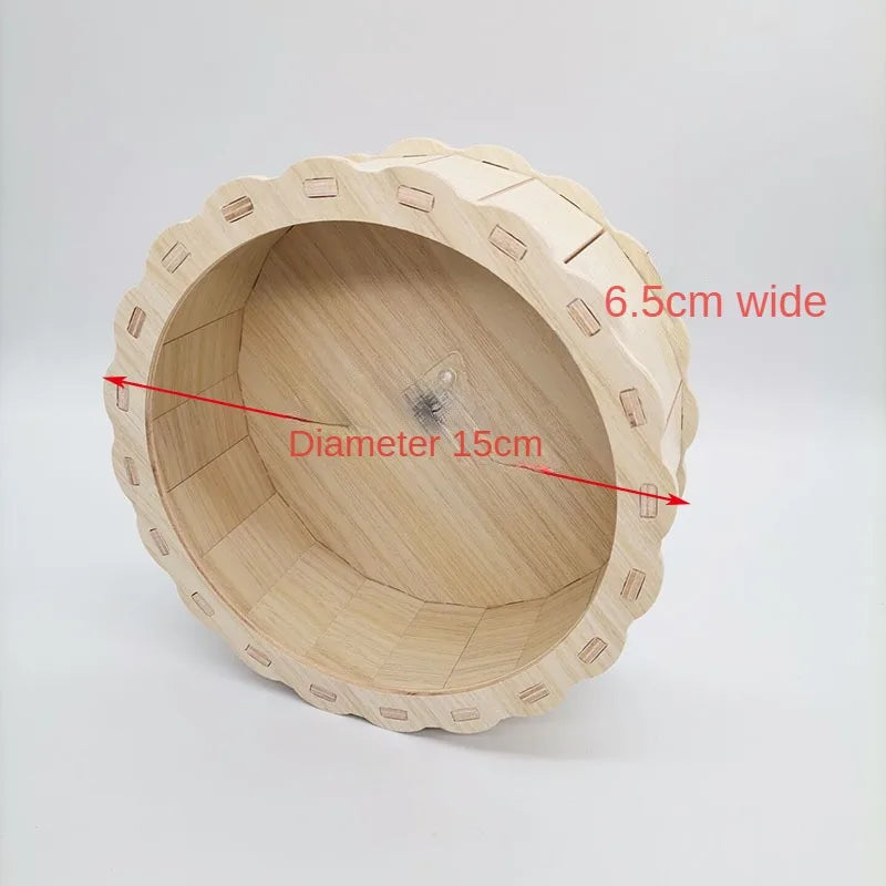 Hamster Running Wheel - Solid Wood Silent Exercise Wheel with Bracket for Small Pets - ZOOMNSTORE