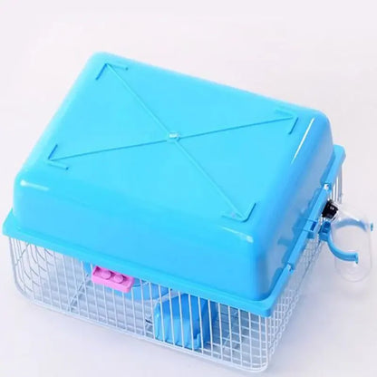 Hamster Wire Cage - Portable Pet Carrier with Running Roller Wheel & Feeding Bowl - ZOOMNSTORE