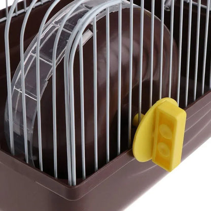 Hamster Wire Cage - Portable Pet Carrier with Running Roller Wheel & Feeding Bowl - ZOOMNSTORE