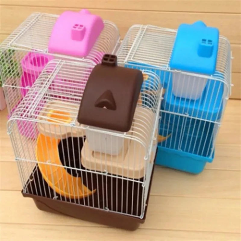 Hamster Wire Cage - Portable Pet Carrier with Running Roller Wheel & Feeding Bowl - ZOOMNSTORE