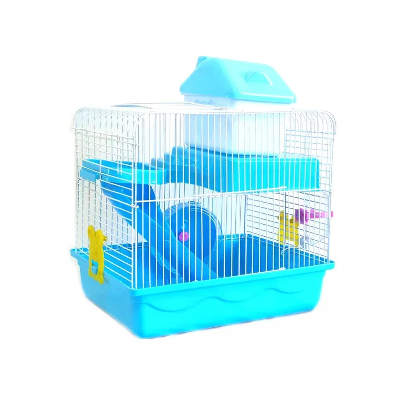 Hamster Wire Cage - Portable Pet Carrier with Running Roller Wheel & Feeding Bowl - ZOOMNSTORE