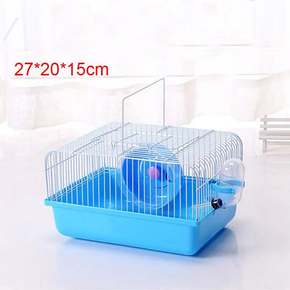 Hamster Wire Cage - Portable Pet Carrier with Running Roller Wheel & Feeding Bowl - ZOOMNSTORE