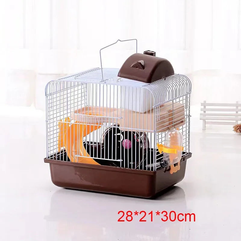 Hamster Wire Cage - Portable Pet Carrier with Running Roller Wheel & Feeding Bowl - ZOOMNSTORE