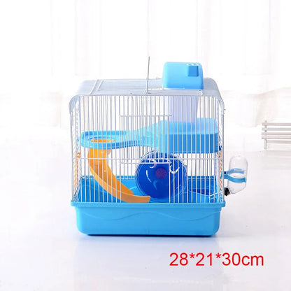 Hamster Wire Cage - Portable Pet Carrier with Running Roller Wheel & Feeding Bowl - ZOOMNSTORE