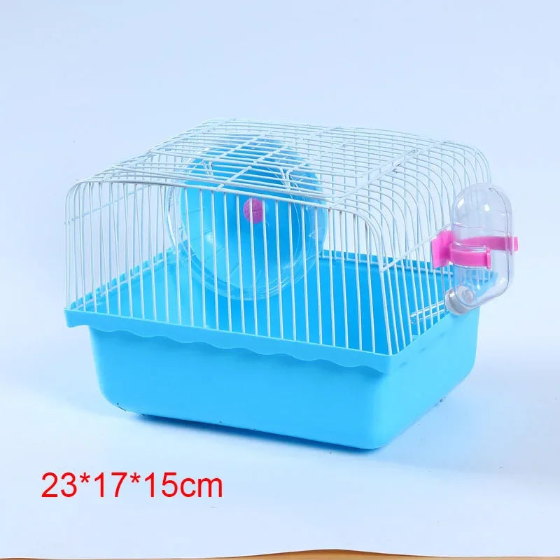 Hamster Wire Cage - Portable Pet Carrier with Running Roller Wheel & Feeding Bowl - ZOOMNSTORE