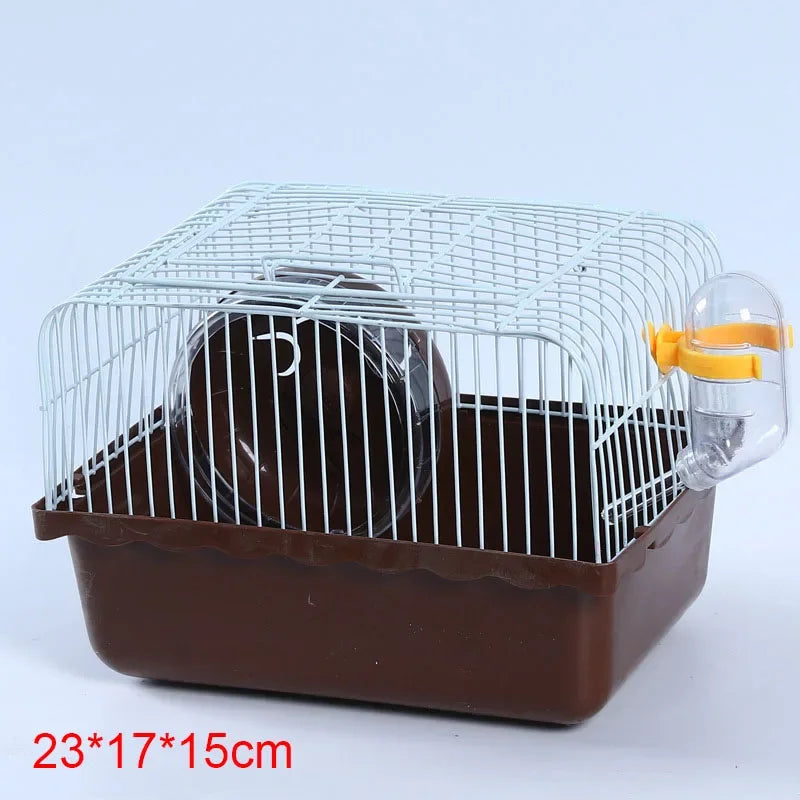 Hamster Wire Cage - Portable Pet Carrier with Running Roller Wheel & Feeding Bowl - ZOOMNSTORE
