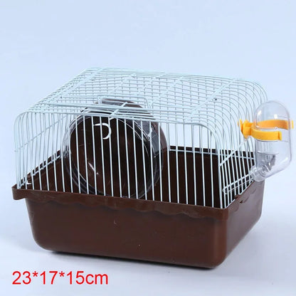 Hamster Wire Cage - Portable Pet Carrier with Running Roller Wheel & Feeding Bowl - ZOOMNSTORE