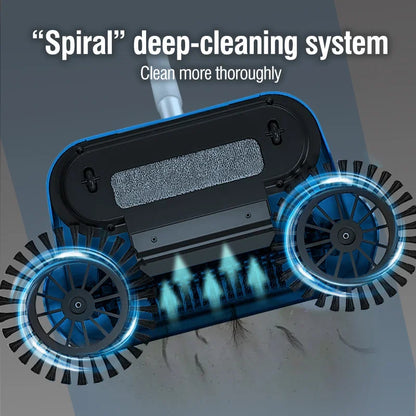 Hand Push Broom - Long Handle Broom With Auto Spiral Clean System For Hard Floors - ZOOMNSTORE