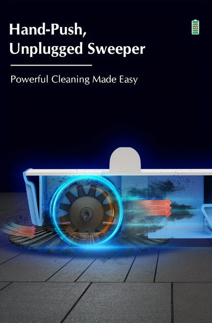 Hand Push Broom - Long Handle Broom With Auto Spiral Clean System For Hard Floors - ZOOMNSTORE