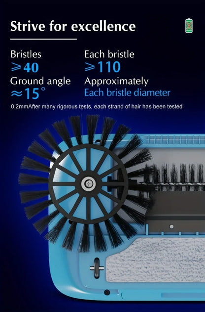 Hand Push Broom - Long Handle Broom With Auto Spiral Clean System For Hard Floors - ZOOMNSTORE