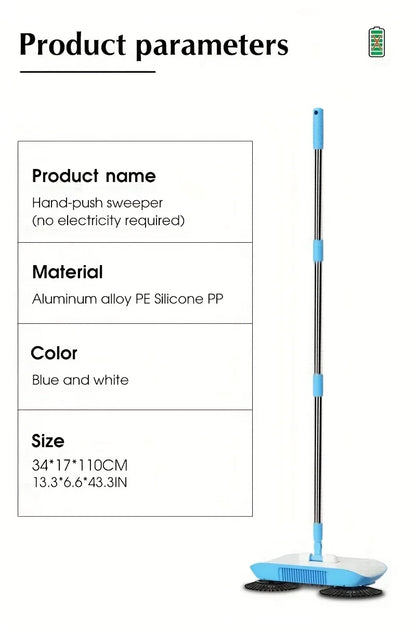 Hand Push Broom - Long Handle Broom With Auto Spiral Clean System For Hard Floors - ZOOMNSTORE