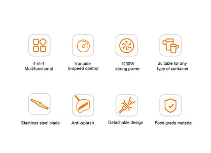 High Power 1200W Immersion Blender with Chopper  Smoothie Cup - Stainless Steel Blades - ZOOMNSTORE