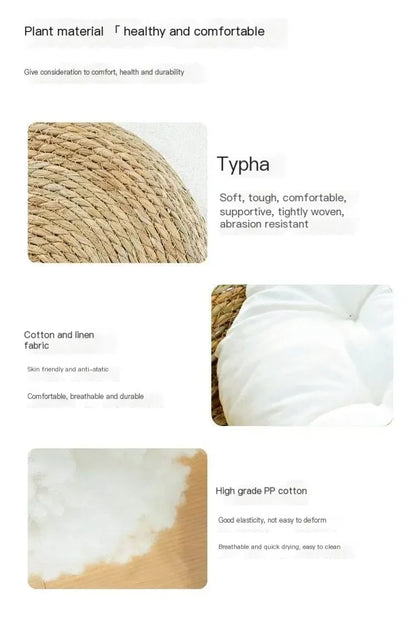 Hand-Woven Cat Nest – Four Seasons Rattan Cat Bed With Removable Cotton Cushion - ZOOMNSTORE