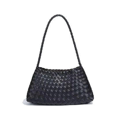 Hand-Woven PU Womens Bucket Bag - Casual Sailboat Shoulder Bag - ZOOMNSTORE