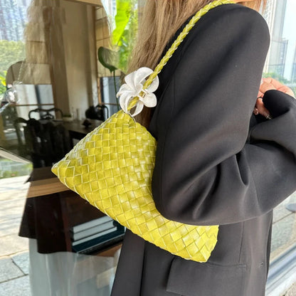 Hand-Woven PU Womens Bucket Bag - Casual Sailboat Shoulder Bag - ZOOMNSTORE