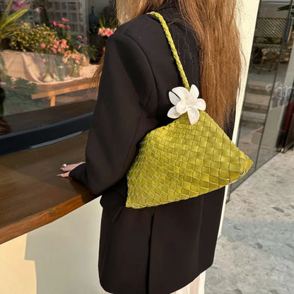 Hand-Woven PU Womens Bucket Bag - Casual Sailboat Shoulder Bag - ZOOMNSTORE