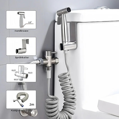 Handheld Bidet Sprayer - Stainless Steel Toilet Sprayer Kit with 3 Way Valve | Wall Mounted - ZOOMNSTORE