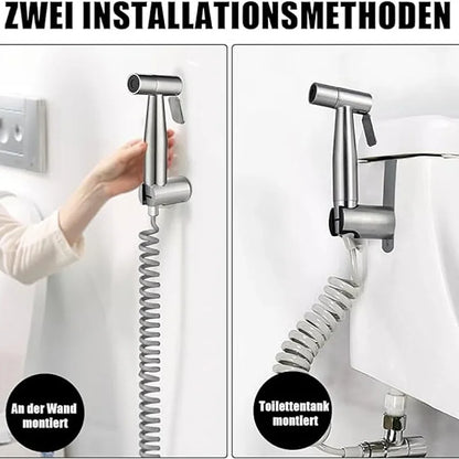 Handheld Bidet Sprayer - Stainless Steel Toilet Sprayer Kit with 3 Way Valve | Wall Mounted - ZOOMNSTORE