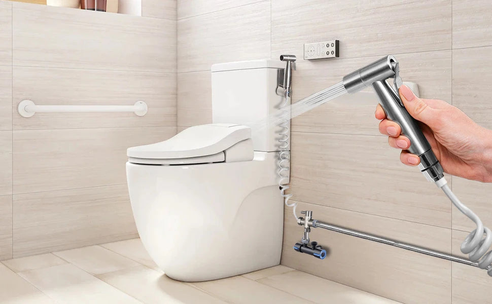 Handheld Bidet Sprayer - Stainless Steel Toilet Sprayer Kit with 3 Way Valve | Wall Mounted - ZOOMNSTORE