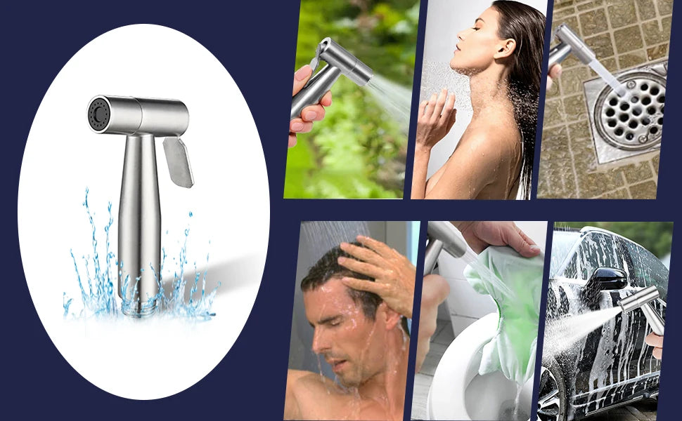 Handheld Bidet Sprayer - Stainless Steel Toilet Sprayer Kit with 3 Way Valve | Wall Mounted - ZOOMNSTORE