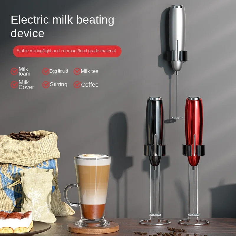 Handheld Milk Frother - Electric Battery Powered Foam Maker With Stand - ZOOMNSTORE