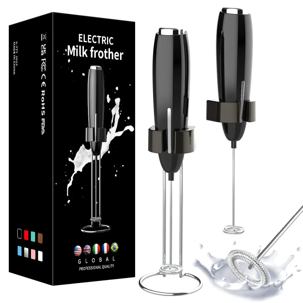 Handheld Milk Frother - Electric Battery Powered Foam Maker With Stand - ZOOMNSTORE