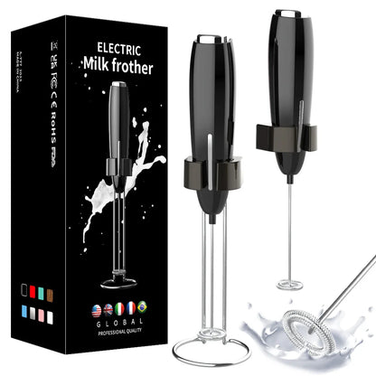 Handheld Milk Frother - Electric Battery Powered Foam Maker With Stand - ZOOMNSTORE