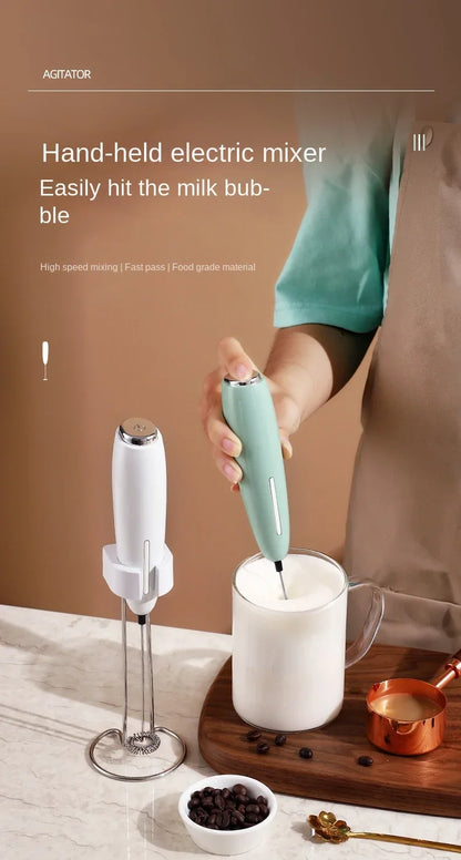 Handheld Milk Frother - Electric Battery Powered Foam Maker With Stand - ZOOMNSTORE