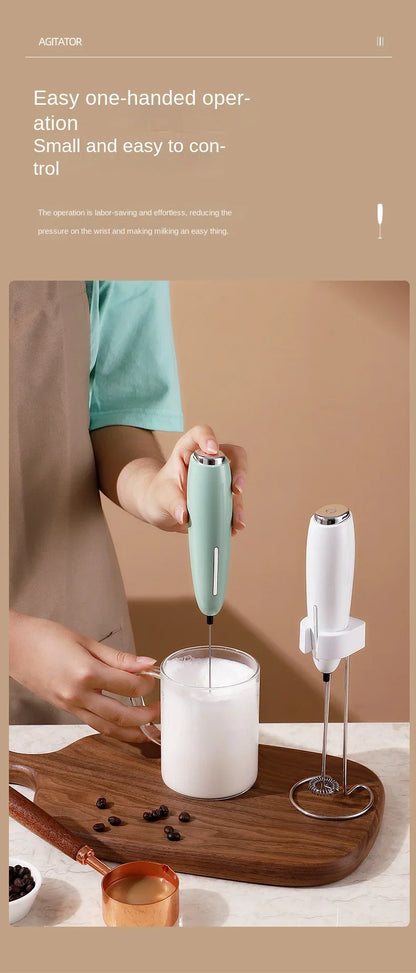Handheld Milk Frother - Electric Battery Powered Foam Maker With Stand - ZOOMNSTORE