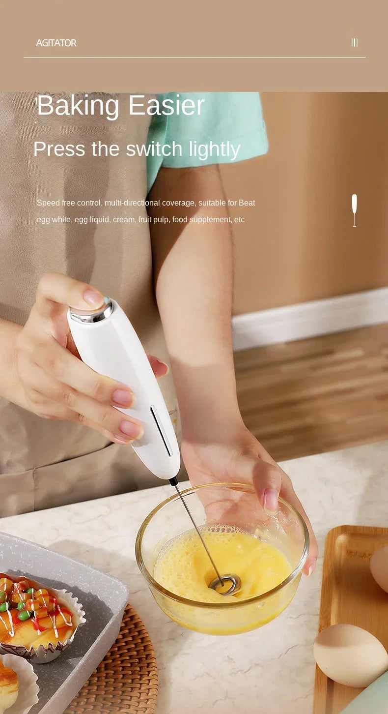 Handheld Milk Frother - Electric Battery Powered Foam Maker With Stand - ZOOMNSTORE