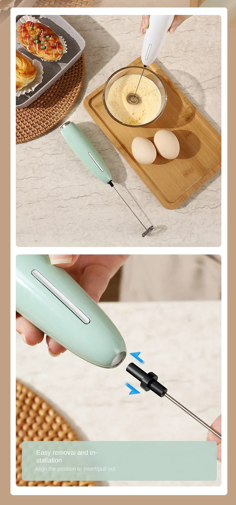 Handheld Milk Frother - Electric Battery Powered Foam Maker With Stand - ZOOMNSTORE