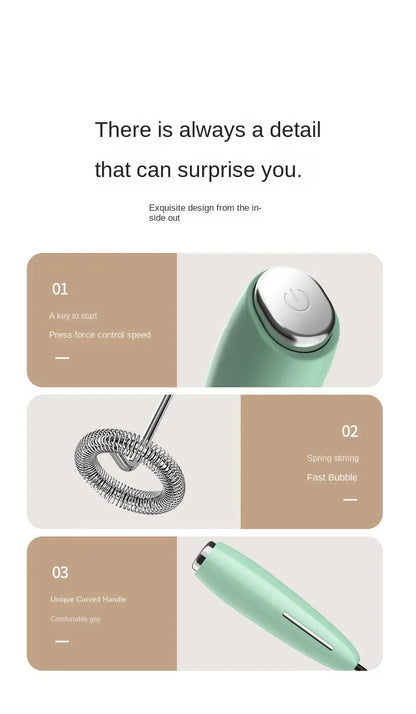 Handheld Milk Frother - Electric Battery Powered Foam Maker With Stand - ZOOMNSTORE