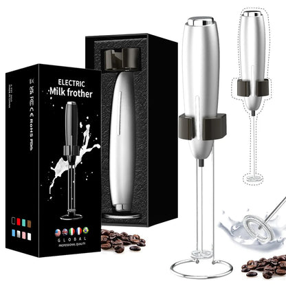 Handheld Milk Frother - Electric Battery Powered Foam Maker With Stand - ZOOMNSTORE
