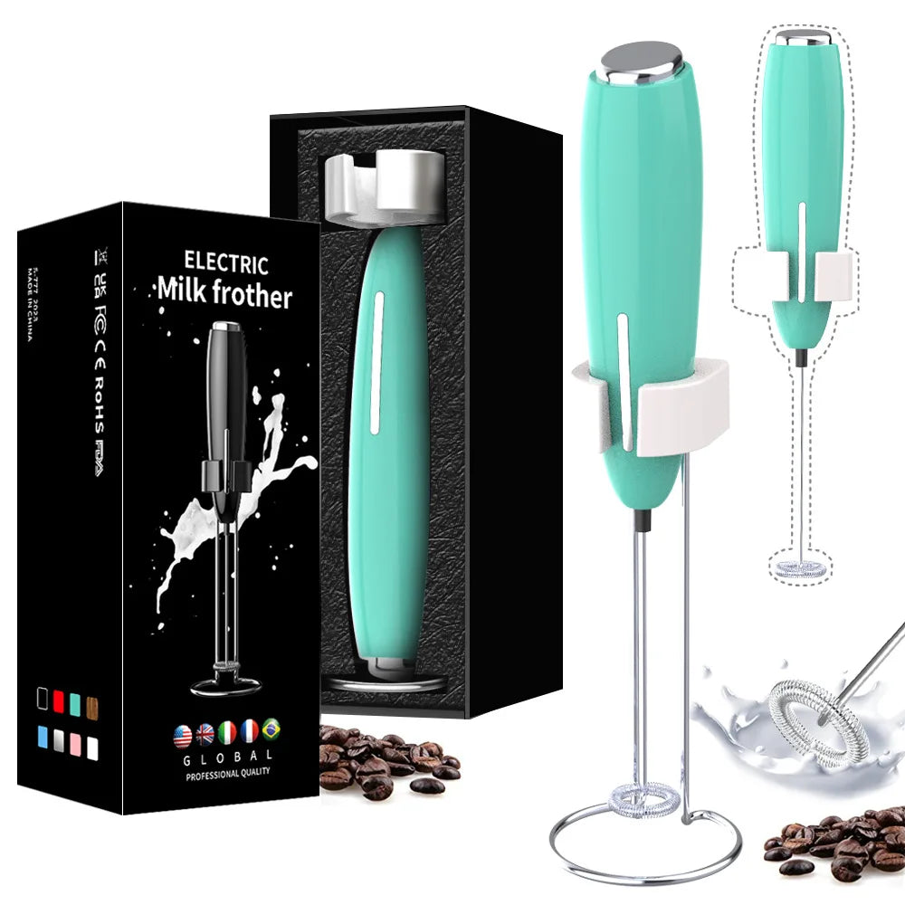 Handheld Milk Frother - Electric Battery Powered Foam Maker With Stand - ZOOMNSTORE