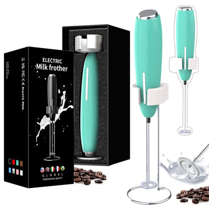 Handheld Milk Frother - Electric Battery Powered Foam Maker With Stand - ZOOMNSTORE