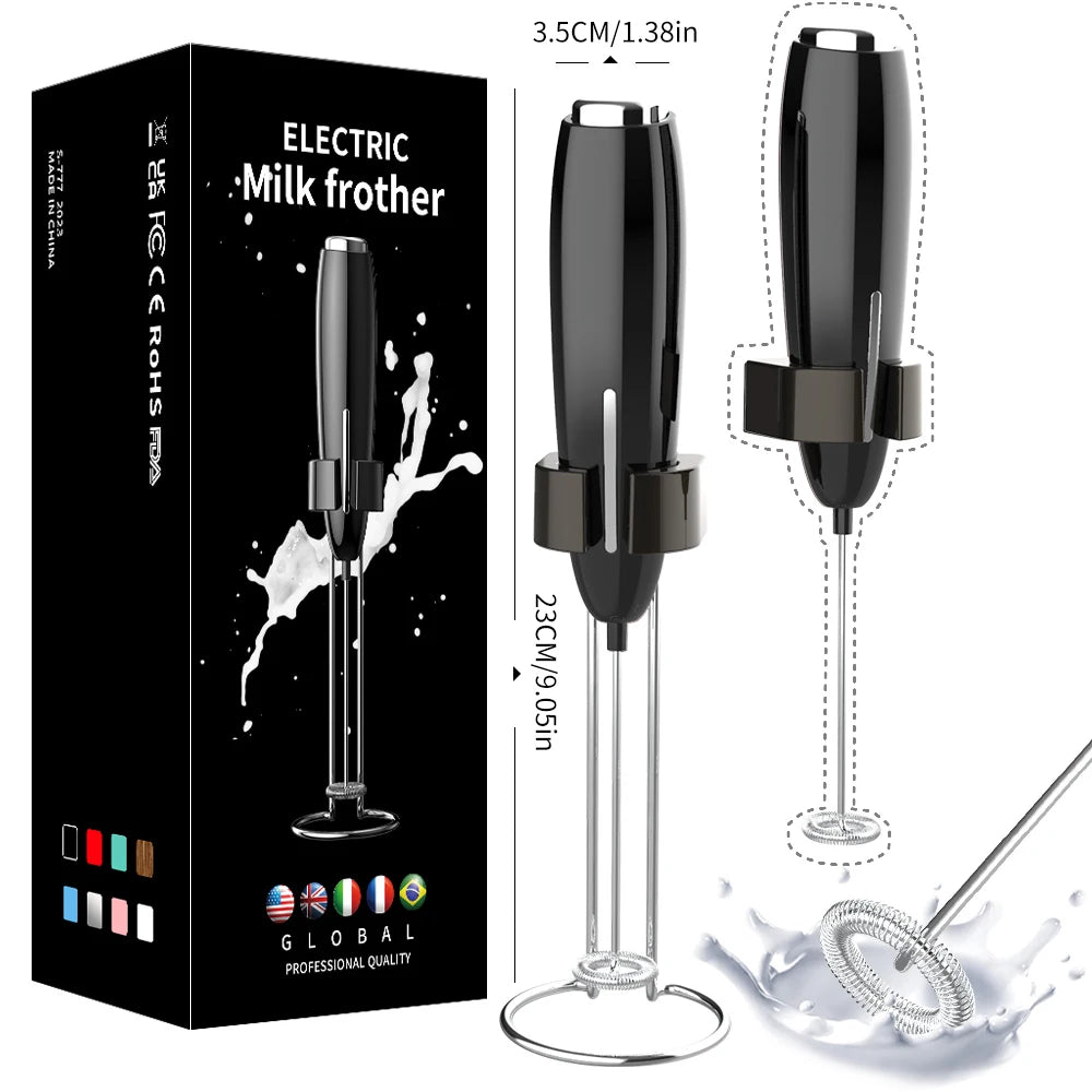Handheld Milk Frother - Electric Battery Powered Foam Maker With Stand - ZOOMNSTORE