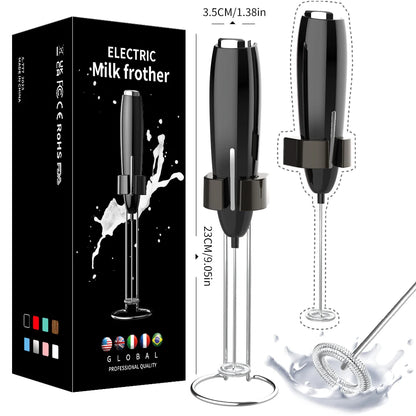 Handheld Milk Frother - Electric Battery Powered Foam Maker With Stand - ZOOMNSTORE