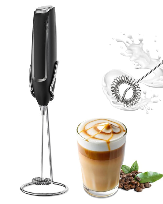 Handheld Milk Frother – Electric Foam Maker Wand With Stainless Steel Whisk - ZOOMNSTORE