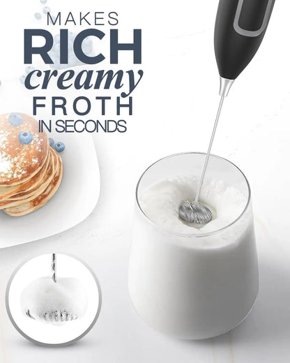 Handheld Milk Frother – Electric Foam Maker Wand With Stainless Steel Whisk - ZOOMNSTORE