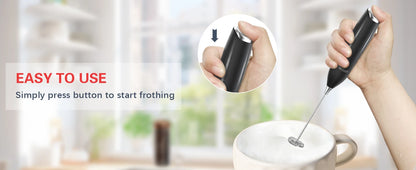 Handheld Milk Frother – Electric Foam Maker Wand With Stainless Steel Whisk - ZOOMNSTORE