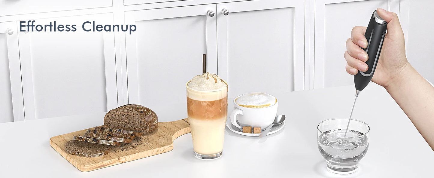 Handheld Milk Frother – Electric Foam Maker Wand With Stainless Steel Whisk - ZOOMNSTORE