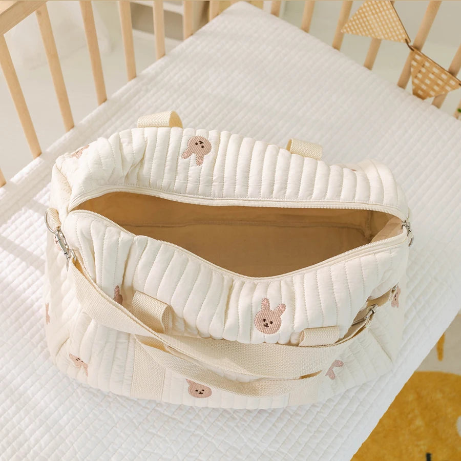 Little Bear Embroidered Handheld Shoulder Bag Cute Cartoon Large Capacity Mother Baby Parent Child Single Shoulder Bag Mommy Bag - ZOOMNSTORE