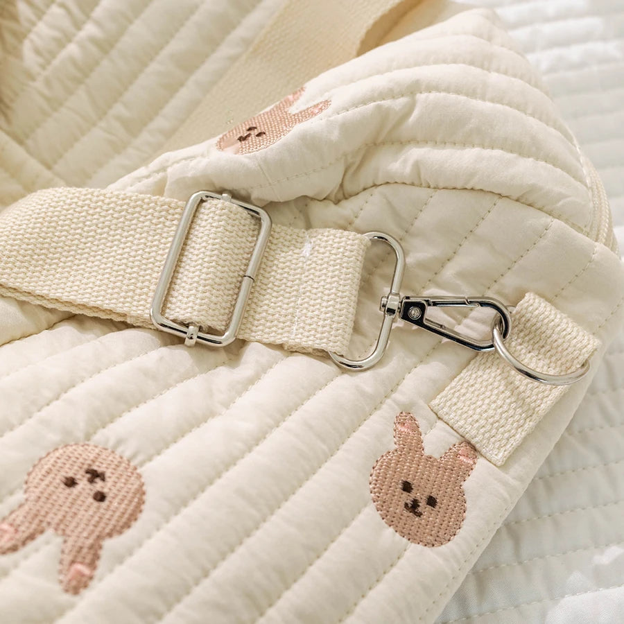 Little Bear Embroidered Handheld Shoulder Bag Cute Cartoon Large Capacity Mother Baby Parent Child Single Shoulder Bag Mommy Bag - ZOOMNSTORE