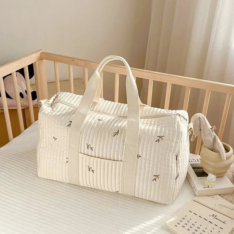 Little Bear Embroidered Handheld Shoulder Bag Cute Cartoon Large Capacity Mother Baby Parent Child Single Shoulder Bag Mommy Bag - ZOOMNSTORE