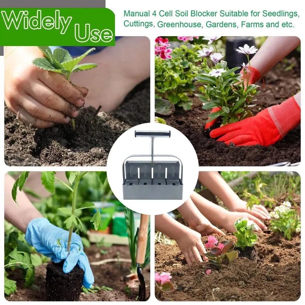 Handheld Soil Block Maker - 2 Inch Seedling Tool for Greenhouse Gardening - ZOOMNSTORE