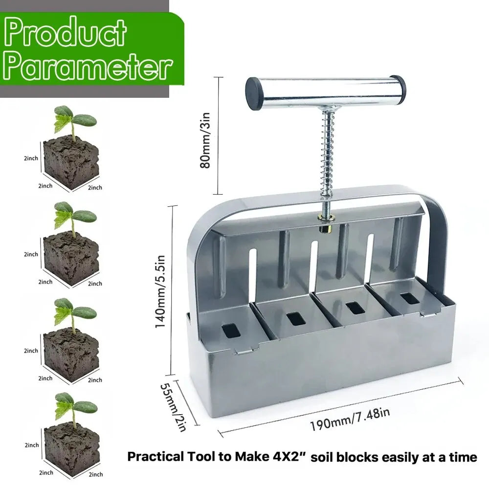 Handheld Soil Block Maker - 2 Inch Seedling Tool for Greenhouse Gardening - ZOOMNSTORE